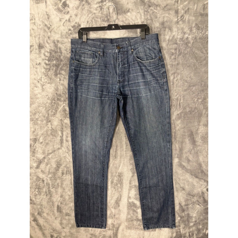 Kenneth Cole Reaction Mens Straight Leg Jeans Dark Wash Blue Denim 35x31